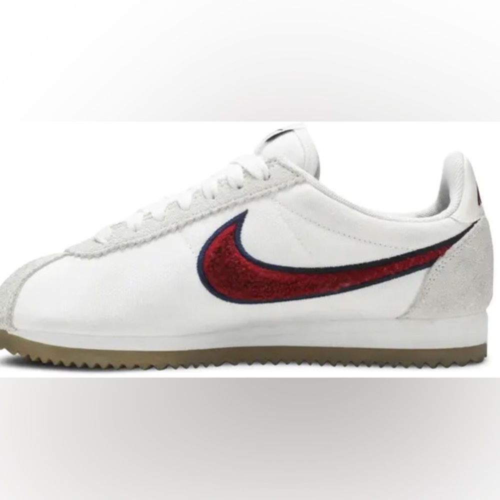 Nike White Sneakers with Red and Navy Swoosh